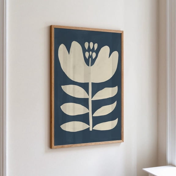 Blue Prints Navy Wall Art Botanical Natural Abstract Print Decor Unframed Paper Poster 8x10in