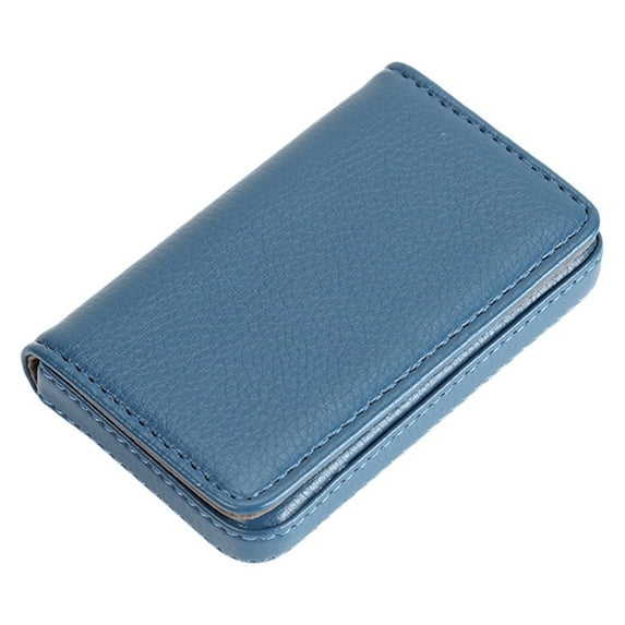 Blue Pu Business Card Holder, Credit Card Wallet Holder Pu Leather Pocket Wallet Portable Business Card Case Metal Leather Bagbusiness Card Box Business Fashion Business Card Holde