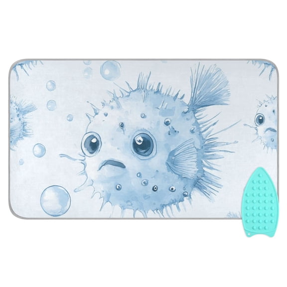 Blue Puffers Fish Ironing Board Covers Heat Resistant Ironing Pad Mat Portable for Travel Washer Dryer Table