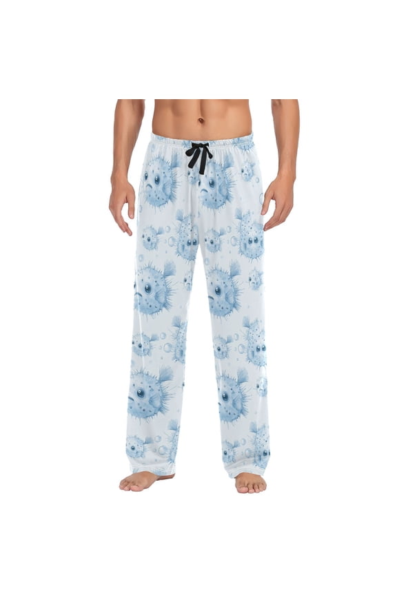 Blue Puffers Fish Men's Pajama Pants with Pocket Lounge Pants Pajama Sleep Pant Pj Comfortable