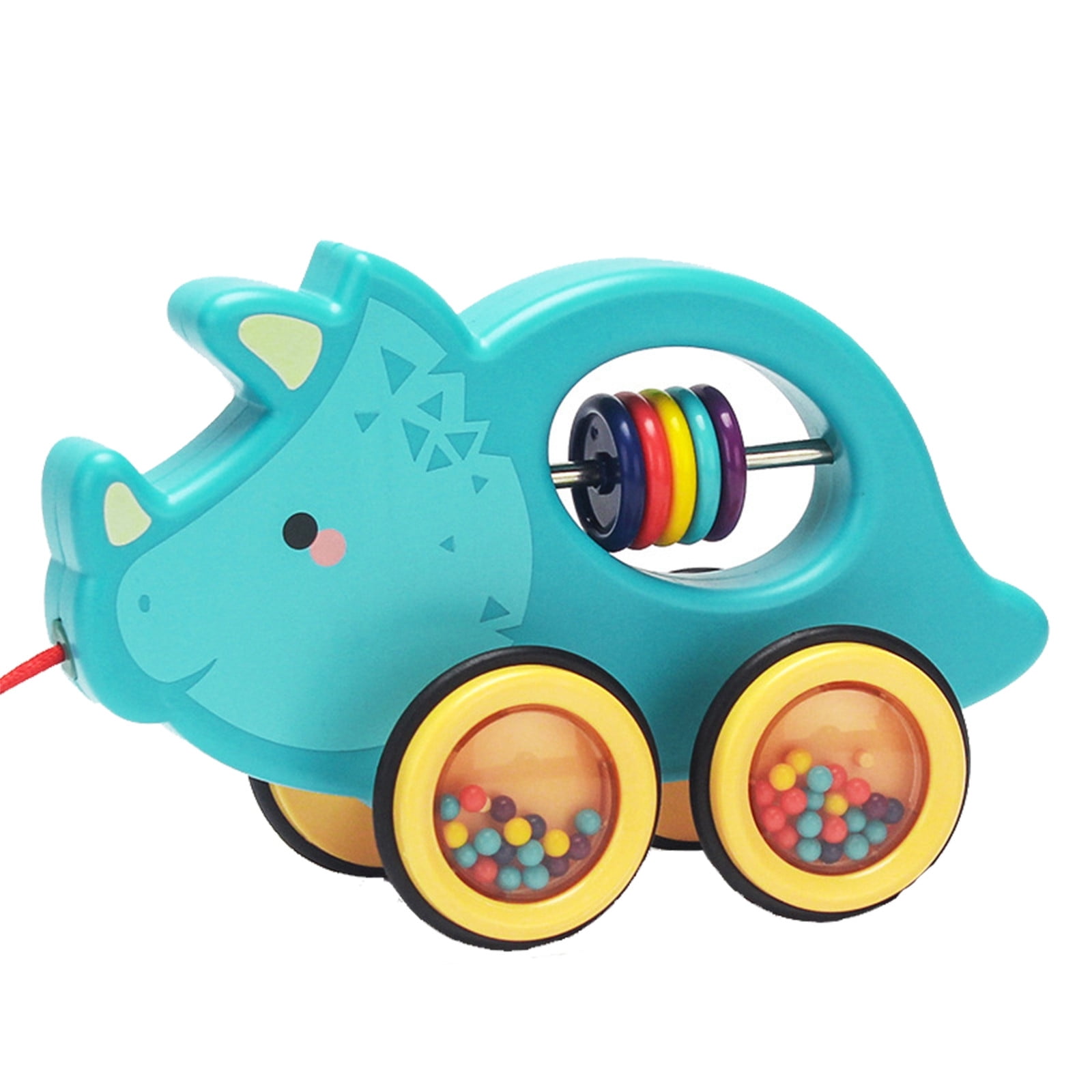 Blue Pull String Drag Toy Car With Rattle Early Learning Walking Toy ...