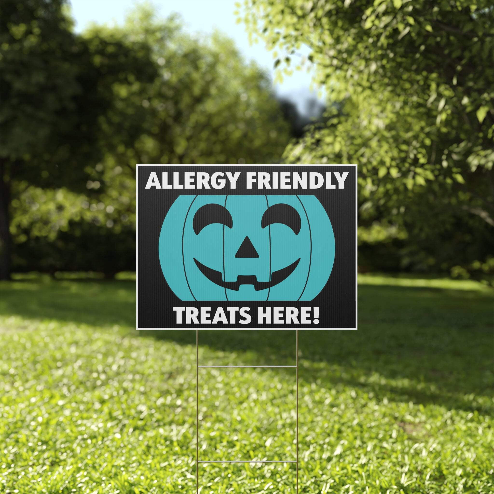 Blue Pumpkin Allergy Friendly Treats Halloween Yard Sign