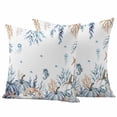thumbnail image 1 of Blue Pumpkin Coastal Fall Outdoor Waterproof Pillow Covers, Thanksgiving Ocean Botanical Coral Decorative Square Throw Pillowcase Sofa Cushion Sham for Patio/Couch/Chair, 24"x24" 2 Pack, 1 of 8