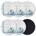 thumbnail image 1 of Blue Pumpkin Coasters Set of 6, Absorbent Coasters for Drinks, Thanksgiving Fall Leaf Country Farm Stripe Coaster for Desk Coffee Table Protection, Home Decor House Warming Gifts 4", 1 of 8