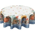 thumbnail image 1 of Blue Pumpkin Fall/Autumn Tablecloth Fall Leaf Round Tablecloth 60 Inch Thanksgiving Harvest Table Cloth for Farmhouse Kitchen Decor Polyester Fabric Autumn Table Cover for Party Outdoor Camping, 1 of 7