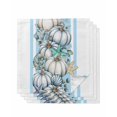 thumbnail image 1 of Blue Pumpkin Fall Cloth Napkins Set of 4 Reusable Dinner Napkins, Striped Thanksgiving Botanical Coastal Cocktail Napkin Washable Table Napkins for Wedding/Holiday Party/Baby Shower 20"x20", 1 of 7