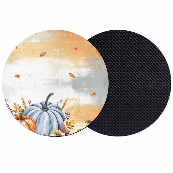 Blue Pumpkin Fall Coasters Set of 2, Absorbent Coasters for Drinks, Thanksgiving Autumn Leaves Rustic Bird Coaster for Desk Coffee Table Protection, Home Decor House Warming Gifts 4"