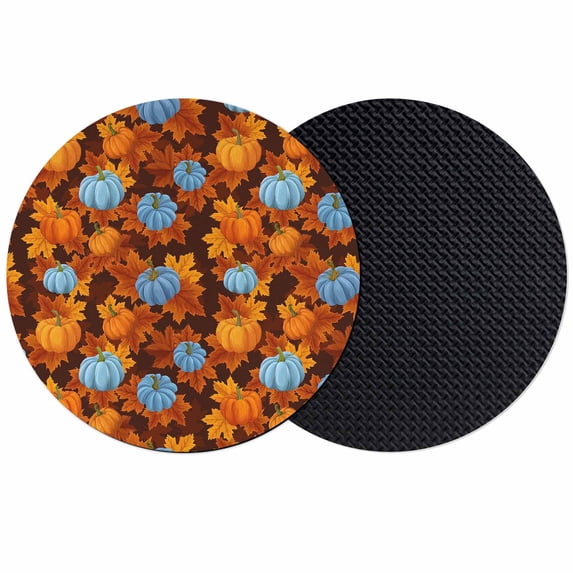Blue Pumpkin Fall Coasters Set of 2, Absorbent Coasters for Drinks, Thanksgiving Maple Leaves Autumn Coaster for Desk Coffee Table Protection, Home Decor House Warming Gifts 4"