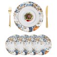 thumbnail image 1 of Blue Pumpkin Fall Round Placemats Set of 4,Braided Polypropylene Place Mats,Thanksgiving Eucalyptus Leaves Gray Wooden Table Mats for Kitchen Dinner Holiday Wedding Party Coffee Table Decor 13", 1 of 9