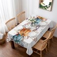 thumbnail image 1 of Blue Pumpkin Fall Table Cloth Waterproof Tablecloths, Thanksgiving Autumn Orange White Eucalyptus Tablecloth Dining Table Cover for Kitchen Party Tabletop Outdoor, Rectangle Tablecloth 52x70 Inch, 1 of 9