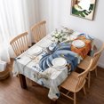 thumbnail image 1 of Blue Pumpkin Fall Table Cloth Waterproof Tablecloths, Thanksgiving Eucalyptus Leaves Gray Wooden Tablecloth Dining Table Cover for Kitchen Party Tabletop Outdoor, Rectangle Tablecloth 52x70 Inch, 1 of 9