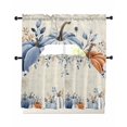 thumbnail image 1 of Blue Pumpkin Kitchen Curtains Sets 24 Inch Length with Valance, Thanksgiving Fall Eucalyptus Leaves Beige Swag Valances and Tiers Curtain Set Drapes Swag Curtains for Living Room, Bathroom, Bedroom, 1 of 6