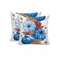 Blue Pumpkin Leaf 16x16 Pillow Covers Set of 2, Thanksgiving Strip