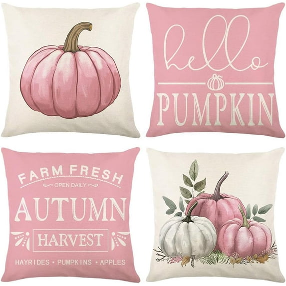 Blue Pumpkin Pillow Covers 16x16 Inch Set of 4 Hello Pumpkin Indoor Outdoor Decorative Throw Pillow Cover Farmhouse Autumn Pillow Case Thanksgiving Harvest Bedroom Sofa Cushion Couch Decor