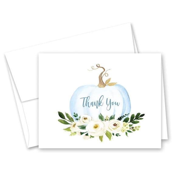 Blue Pumpkin Thank You Cards and Envelopes - 50 cnt