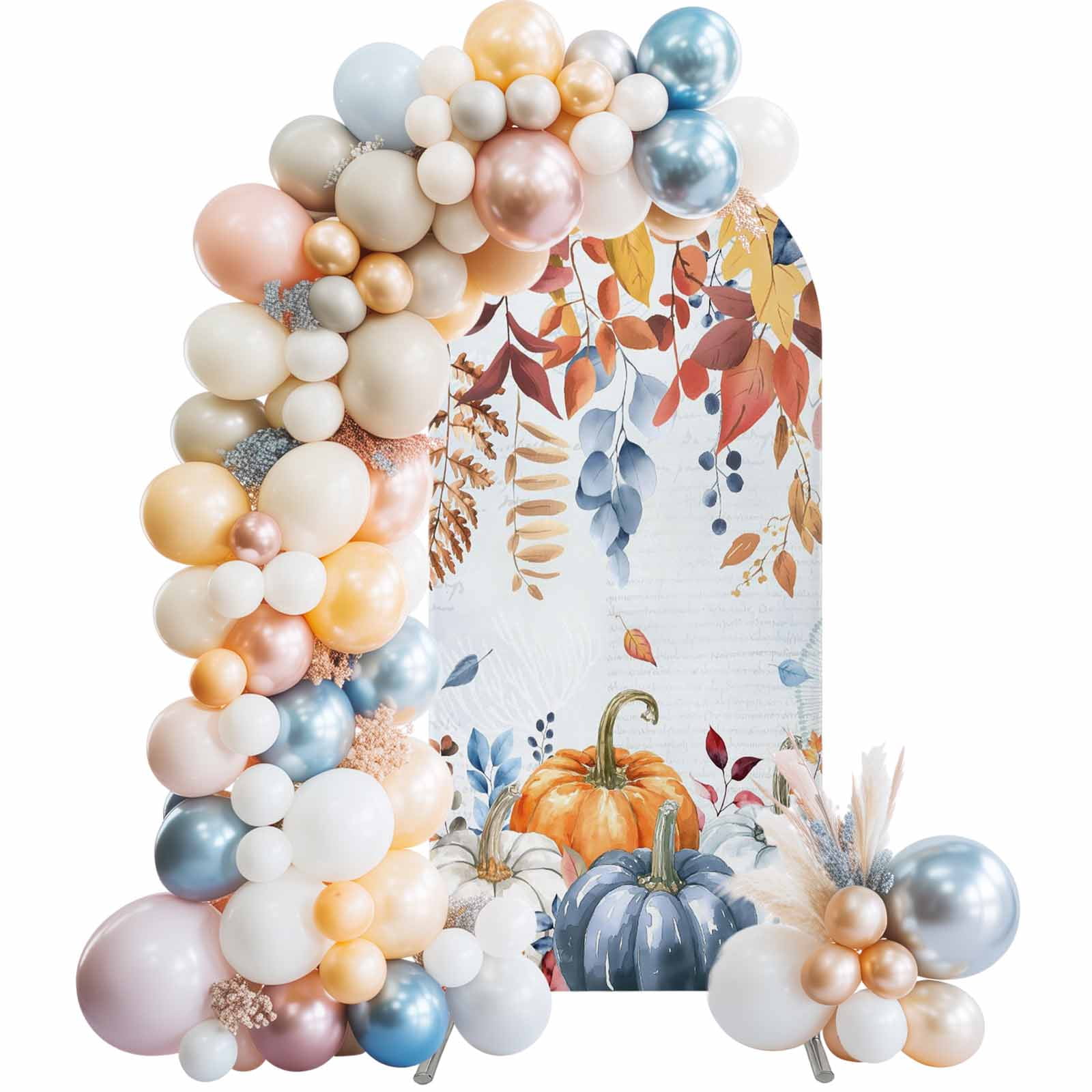 Blue Pumpkins Fall Arch Backdrop Cover 6.6x3.3 Ft,Spandex Wedding Arch ...