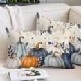 thumbnail image 1 of Blue Pumpkins Fall Toddler Pillow Covers 16x24 Inch, Thanksgiving Eucalyptus Leaves Retro Decorative Pillowcase with Zipper, Microfiber Pillow Protector, Breathable Throw Pillowcases for Sofa Bed, 1 of 9
