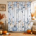 thumbnail image 1 of Blue Pumpkins Thanksgiving Shower Curtains for Bathroom, Fall Eucalyptus Leaves Weeping Waterproof Fabric Shower Curtain, Decorative Bathroom Curtain for Bathtub, 36"x72", No Hooks Included, 1 of 9
