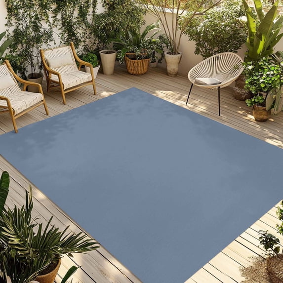 Blue Pure Color Outdoor Rug for Patio/Deck/Porch, Non-Slip Large Area Rug 3 x 5 Ft, Aesthetics Contemporary Luxury Indoor Outdoor Rugs Washable Area Rugs, Reversible Camping Rug Carpet Runner
