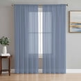 thumbnail image 1 of Blue Pure Color Sheer Curtains 108 Inch Length 2 Panels Set Window Treatments, Aesthetics Contemporary Luxury Rod Pocket Semi Curtains for Living Room/Bedroom/Kitchen Décor, 104"W x 108"L, 1 of 7