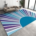 thumbnail image 1 of Blue Purple Abstract Lines Area Rugs, Watercolor Bohemian Sun Stripes Indoor Non-Slip Rugs, Machine Washable Breathable Durable Carpet for Front Entrance Floor Decor-5x7ft, 1 of 7