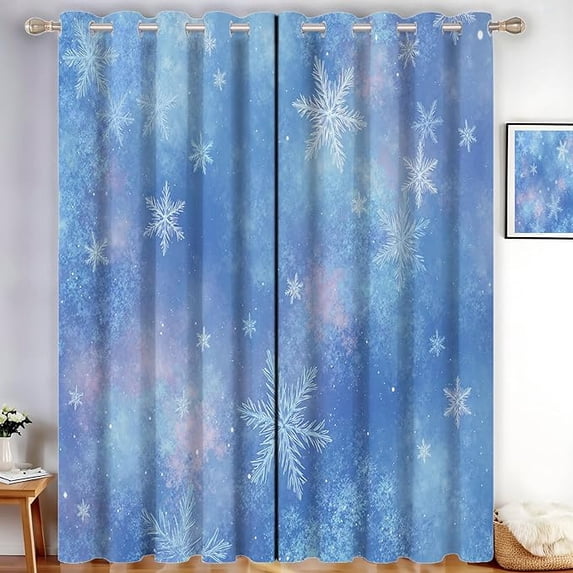 Blue-Purple Black Out Curtain, Dreams Art Winter Snowflakes Blackout ...
