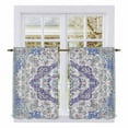 thumbnail image 1 of Blue Purple Boho Kitchen Curtains 54 Inch Length, Vintage Abstract Floral Ethnic Tribe Tiers Curtains for Bathroom Bedroom Cafe, Light Filtering Small Window Treatment Short Drapes 2 Panels 42"Wx54"L, 1 of 8