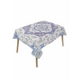 thumbnail image 1 of Blue Purple Boho Rectangle Tablecloth, Vintage Abstract Art Floral Ethnic Tribe Waterproof & StainResistant Tablecloth, Washable Oil-proof Table Cover for Dining/Party/Wedding/Camping/Buffet 52x70 In, 1 of 9