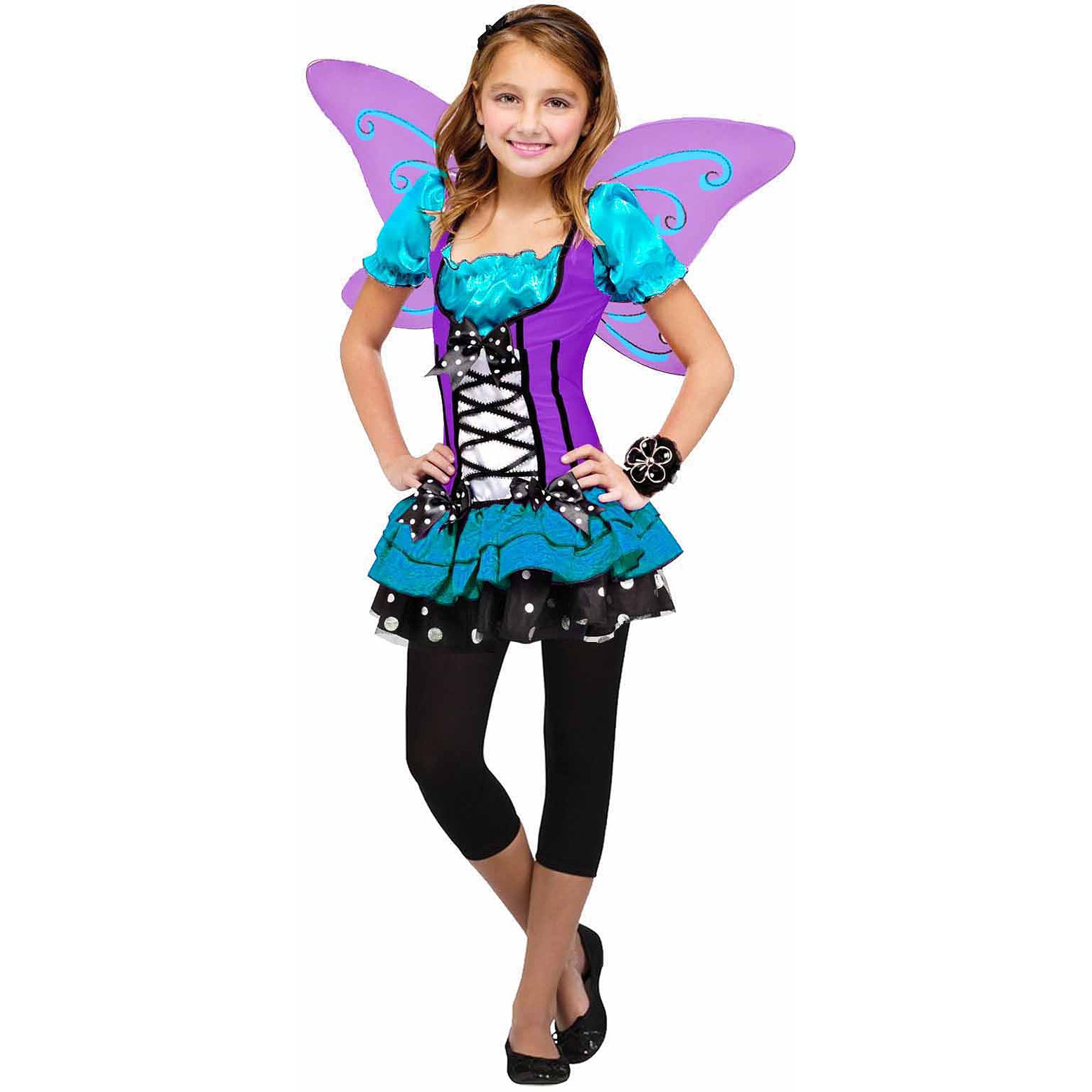 Blue-Purple Butterfly Girls Dress Halloween Costume - Walmart.com