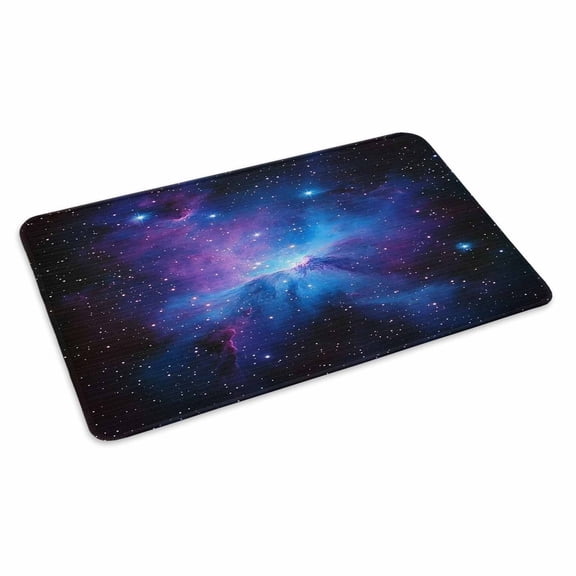 Blue Purple Clouds Doormat Outdoor Entrance 16"x24", Modern Abstract Stars Sky Absorb Moisture Dirt Door Mats, Non-Slip Rubber Backing Floor Mats Indoor, Low-Profile Front Door Rugs