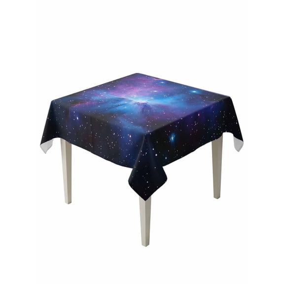 Blue Purple Clouds Table Cloth, Modern Abstract Stars Sky Waterproof Tablecloth for Square Tables, Reusable Washable Fabric Table Cover for Restaurant Kitchen Dining Tables 54"x54"