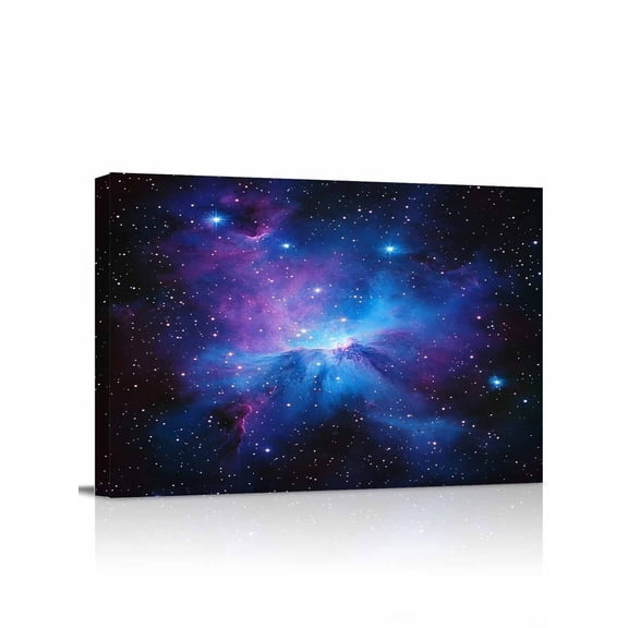 Blue Purple Clouds Wall Art for Living Room, Canvas Picture Wall Decor for Bathroom Bedroom, Modern Abstract Stars Sky Painting Artwork for Office Kitchen Hallway Dining Room Home Decorations 12"x16"