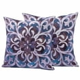 thumbnail image 1 of Blue Purple Ethnic Outdoor Waterproof Pillow Covers, Rustic Boho Flowers Impressionist Decorative Square Throw Pillowcase Sofa Cushion Sham for Patio/Couch/Chair, 24"x24" 2 Pack, 1 of 8