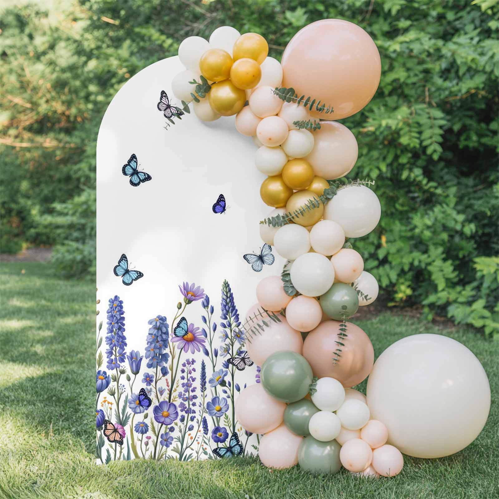 Blue Purple Floral Arch Backdrop Cover 5 FT, Spring Lavender ...