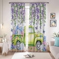 thumbnail image 1 of Blue Purple Floral Blackout Curtains for Bedroom/Living Room, Pinch Pleated Black Out Curtains, Spring Country Hydrangea Flower Truck Room Darkening Window Drapes with Hooks 2 Panels, 59"x70", 1 of 8