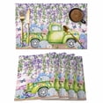 thumbnail image 1 of Blue Purple Floral Placemats Set of 6, Spring Hydrangea Flower Truck Pink Plaid Placemats for Dining Table, Place Mats for Kitchen Tabletop, Waterproof Wipeable Dining Table Mats Set, 1 of 9