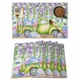 thumbnail image 1 of Blue Purple Floral Placemats Set of 8, Spring Hydrangea Flower Truck Green Plaid Placemats for Dining Table, Place Mats for Kitchen Tabletop, Waterproof Wipeable Dining Table Mats Set, 1 of 9