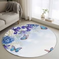 thumbnail image 1 of Blue Purple Floral Round Rug 3ft Washable Circle Entryway Rugs Non Slip Ombre Butterflies Modern Art Spring Area Rug Indoor Floor Carpet for Bedroom Kitchen Living Room Home Office Dining Room, 1 of 8