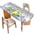 thumbnail image 1 of Blue Purple Floral Table Cloths for 8 Foot Rectangle Tables, Spring Country Hydrangea Flower Truck Patio Waterproof Elastic Fitted Tablecloths, Washable Rectangular Table Cover for Camping, 1 of 8