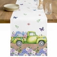 thumbnail image 1 of Blue Purple Floral Table Runner - 60 Inch Long Spring Country Hydrangea Flower Truck Cotton and Linen Blended Dress Scarves Farmhouse Table Runner for Kitchen Dining, Coffee Table, 13" x 60", 1 of 8
