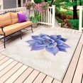 thumbnail image 1 of Blue Purple Flower Outdoor Rug for Patio/Deck/Porch, Non-Slip Large Area Rug 3 x 5 Ft, Succulents Ferns Abstract Watercolor Indoor Outdoor Rugs Washable Area Rugs, Camping Rug Carpet Runner, 1 of 8