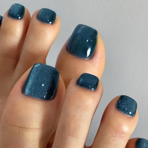 Blue Purple Flower Press on Toenails Matte Gradient False Toenails Short Square Toe Nails Full Cover Toe Nails for Women Multicolor Toe Nails Design 1507