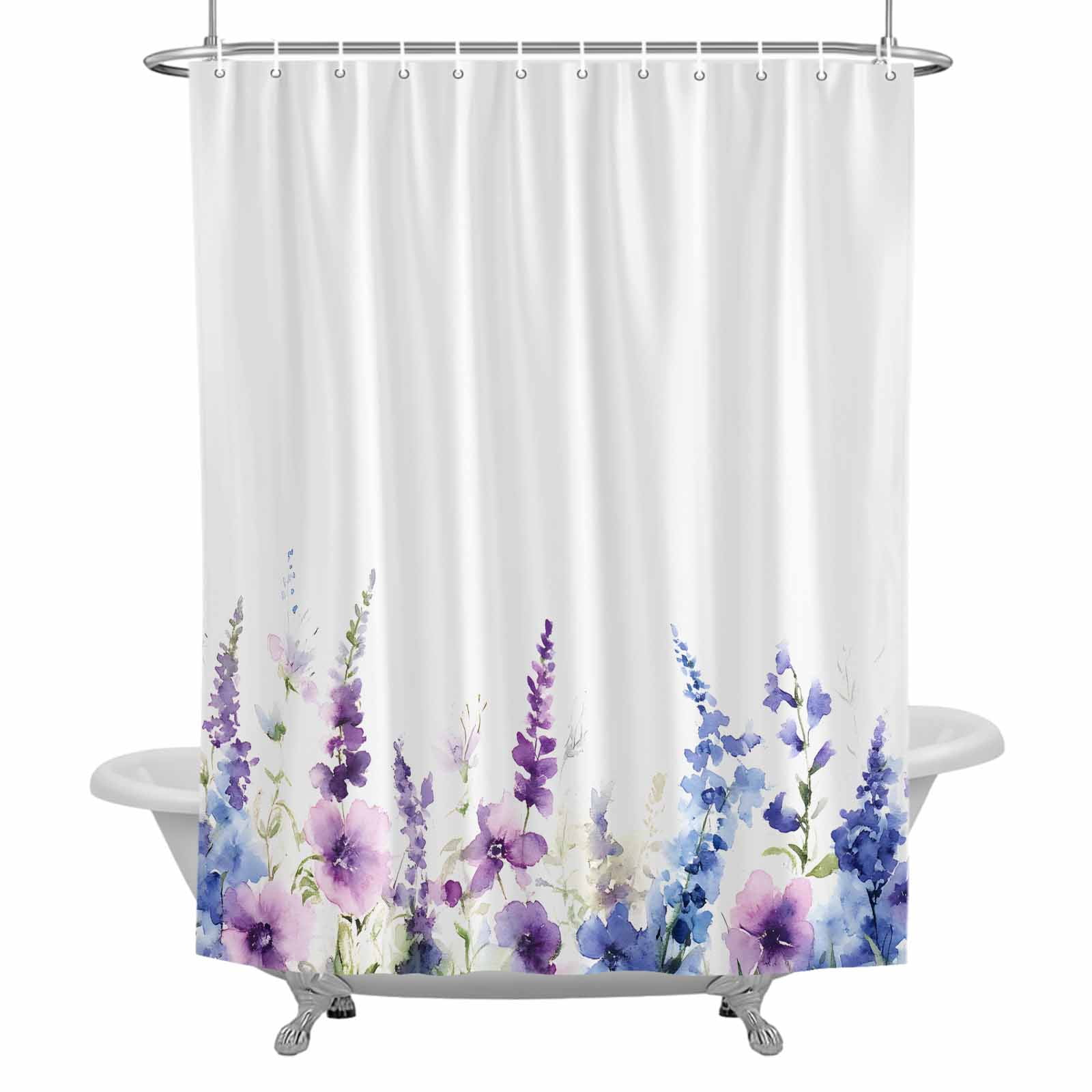 Blue Purple Flower Shower Curtain for Bathroom, Spring Purple Lavender ...
