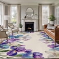 thumbnail image 1 of Blue Purple Flowers Area Rug 5x7 Washable Rug Non Slip Spring Seasonal Botanical Florals Large Area Rug Soft Stainresistant Indoor Floor Carpet for Living Room Bedroom Home Office Dining Room Nursery, 1 of 8