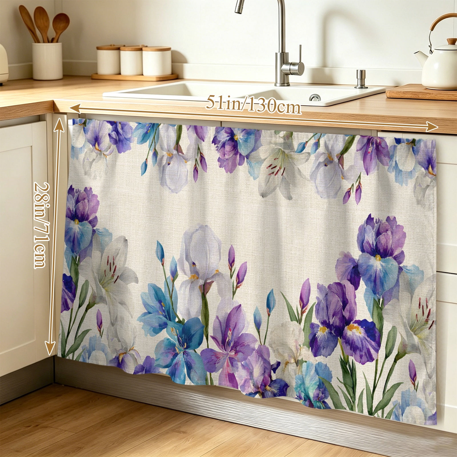 Blue Purple Flowers Cabinet Curtain 28
