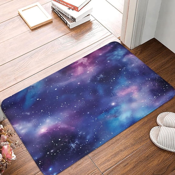 Blue Purple Galaxy Floor Area Rug Cute Mat Non Slip Carpet Fit Kitchen Living Kids Room Nursery Home Decor Gifts 16X24 Inches