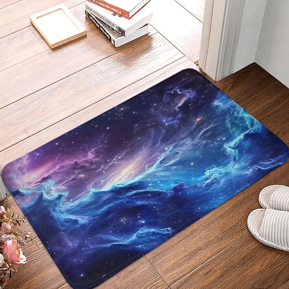 Blue Purple Galaxy Floor Area Rug Cute Mat Non Slip Carpet Fit Kitchen Living Kids Room Nursery Home Decor Gifts 16X24 Inches