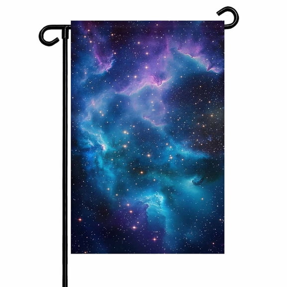 Blue Purple Galaxy Garden Flags for Outside Universe Space Double Sided Yard Flags Outdoor House Decoration, Small 12X18 Inch,