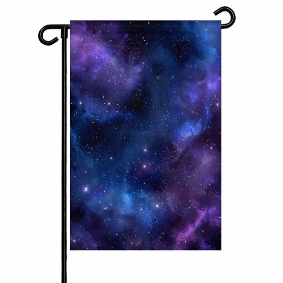 Blue Purple Galaxy Stars Garden Flags for Outside Space Universe Themed Double Sided Yard Flags Outdoor House Decoration, Small 12X18 Inch,