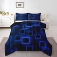 thumbnail image 1 of Blue Purple Geometric Bedding Set Geometry Gradient Cubes Quilt Twin Size,Neon Ombre Light Comforter Set Abstract Modern Soft Bedding Comforter Sets Teens Room Decor, 1 of 7
